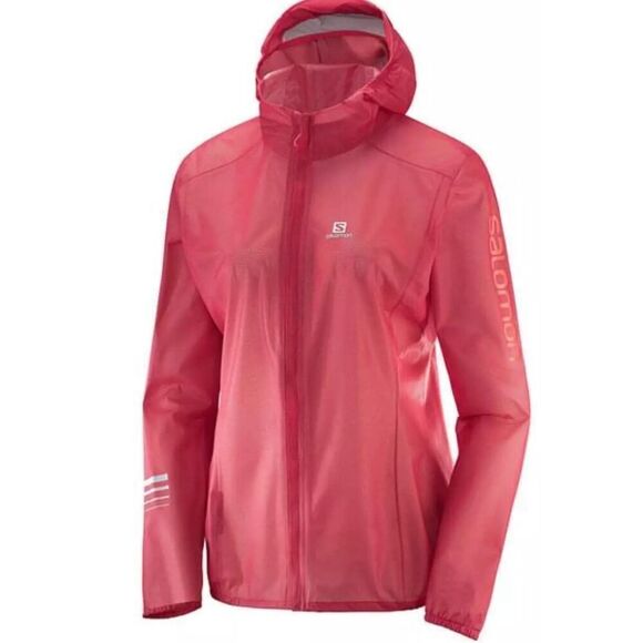 Salomon Women's Lightning Race Running Salmon Color Hooded Lightweight Jacket S - Picture 1 of 11